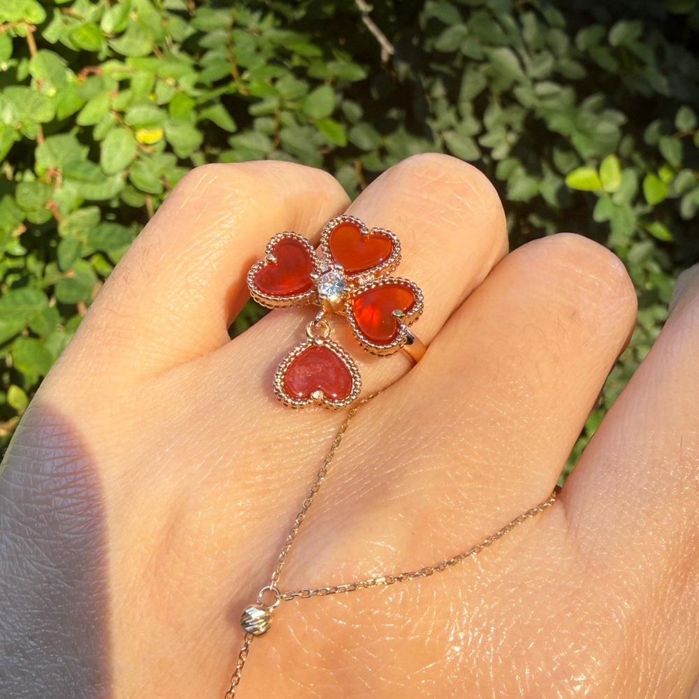 Red Stone Gold Plated Ring - Picture 6 of 9